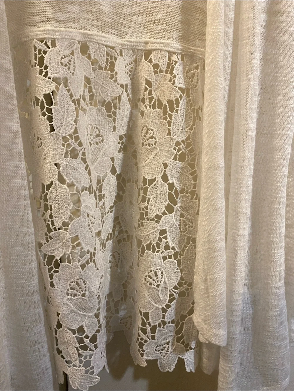 Cato Cream Open-Front Lace-Back Cardigan